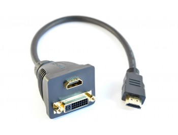 Adapter HDMI hane - DVI-D hona + HDMI hona - finns på kabelbutiken.com
