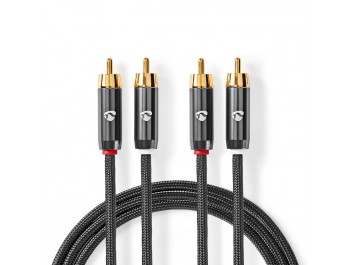 Stereoljudkabel Nedis | 2x RCA-hane – 2x RCA-hane - 3 meter