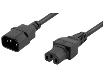 Apparatkabel IEC 60320 C15 till rak IEC 60320 C14