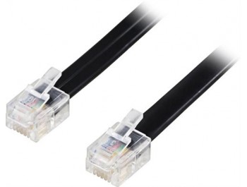 Modularkabel, 6P4C(RJ11) till 6P4C(RJ11)  2m svart