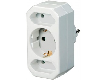 Grenuttag med 1x jordad CEE 7/4 och 2x IEC 60906-1-uttag