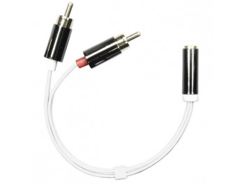 Adapter Tele 3.5mm hona - 2x RCA hane Vit