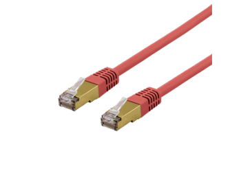RJ45 Patch cable S/FTP, Cat.6A, LSZH 1 meter röd