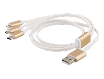 EPZI Multiladdare, USB-C, Lightning, Micro USB, USB-A, 1m, vit