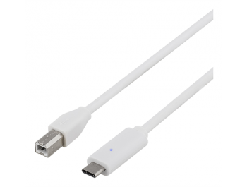 USB 2.0 kabel - Type C till Type B ha - Vit