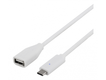 USB 2.0 kabel, Typ C - Typ A ho, 1,5m, vit