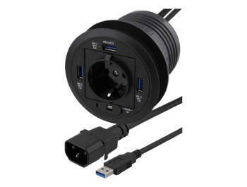 Eluttag för skrivbordsmontering med USB Hub