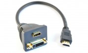 Adapter HDMI hane - DVI-D hona + HDMI hona - finns på kabelbutiken.com