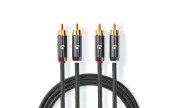 Stereoljudkabel Nedis | 2x RCA-hane – 2x RCA-hane - 3 meter