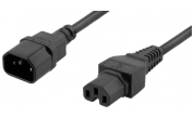 Apparatkabel IEC 60320 C15 till rak IEC 60320 C14