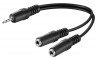 Hörlurskabel Tele 3.5mm hane - 2x 3.5mm hona 0.2 meter